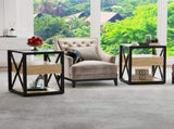 Set of 2 Modern End Table with Drawer - Nightstand for Bedroom & Living Room, Natural Wood MDF & W241P246921