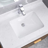 White Rectangular Undermount Bathroom Sink With Overflow W122549615