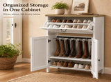 Shoe Cabinet with Flip Drawer, Boot Rack and 6 Boot Clips, Narrow Entryway Shoe Cabinet with 81940759