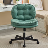 ZNTS Armless-Office Desk Chair with Wheels: PU Leather Cross Legged Wide Chair,Comfortable Adjustable 62866664