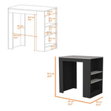 Kitchen Island Doyle, Three Side Shelves, Black / Ibiza Marble Color Finish B092123133