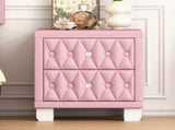 Elegant Velvet Nightstand with 2 Drawers and Crystal Handle, Storage Bedside Table with 65270189