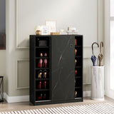 Marble black shoe cabient with sliding door have 6 layers can storage at least30 pairs shoes W1320P191415
