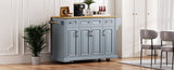 K&K 54inch Large Kitchen Island with Rubber Wood Drop Leaf, Embossed Texture Rolling Kitchen Cart on N707P195395G