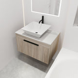 ZNTS 30 " Modern Design Float Bathroom Vanity With Ceramic Basin Set, Wall Mounted White Vanity With Soft 30289130