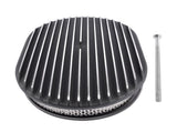 12" Oval Fully Finned Black AluminumElement Suit 4 Barrel Carbs Air Cleaner Fits for SBC Classic 81079775