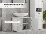 Bathroom Sink Cabinet, Pedestal Sink Cabinet with Adjustable Shelf, White-AS 25673696