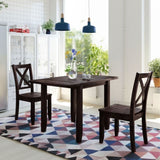 ZNTS 3-Piece Wood Drop Leaf Breakfast Nook Dining Table Set with 2 X-back Chairs for Small Places, 09982009