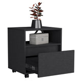 Austin Nightstand , End Table, Side Table Casters, Single Drawer-Black B07092130
