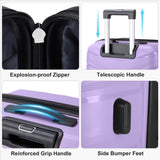 ZNTS FCH V-shaped stripes 3-in-1 PP trolley case 20in 24in 28in PP iron trolley fashionable color - taro 87245247