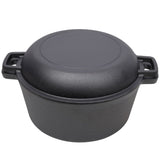 2 in 1 Pre-Seasoned Cast Iron Dutch Oven With Dual Handles, Outdoor Camping Deep Pot for Camping W465P216245