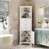 ZNTS White Triangle Tall Cabinet with 3 Drawers and Adjustable Shelves for Bathroom, Kitchen or Living 24582077