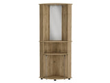 Bar-coffee corner cabinet storage 74" H, with rounded front design, 2 central shelves, 1 glass B097133106