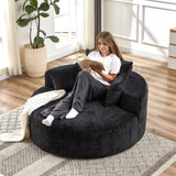 55''L Chenille Sponge single sofa,No Assembly Required,Fluffy Modern Sleeper Chair for Living room, W834P221028