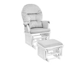 Madison Glider and Ottoman White Wood and Gray Fabric B02263779