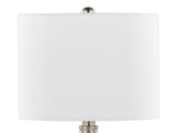 Belle 20" Contemporary Glass Accent Lamp in Clear Wrinkle Glass, Brushed Nickel and White Linen B202P224027