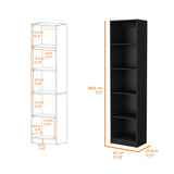 Sutton Slim Bookcase with Modern 5-Shelf Design B128P176162