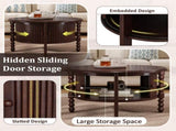 Vintage Round Coffee Table Storage in 30.3" for Living Room, Mid Century Modern Cocktail Table N735P277387D