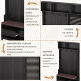 Multi-purpose Hallway Hall Tree with Removable Linen Cushioned Entryway Bench, Coat Rack, Storage W757P196822