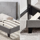 Queen Size Upholstered Platform Bed Frame ,Wood Slat Support, Easy Assembly,Grey W311110547