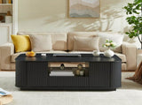 46.5"modern luxury oval coffee table with drawers and storage compartments, curved contour design, W1162P339119