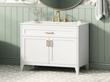 30" Bathroom Vanity with Ceramic Sink Top, Solid Wood Legs, Soft-Close Double Doors & N759P474678K