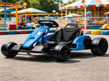 Blue 24V Electric Go-Kart for Kids with Dual 150W Motors Adjustable Seat 11.2mph High Speed Slow 25663223