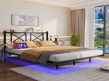Full Size Floating Bed Frame with Headboard and Storage, Full Size Platform Bed Frame with USB W840P383353