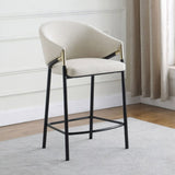 Beige and Glossy Black Sloped Arm Counter Height Stools B062P170015