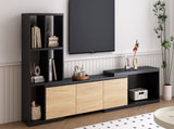 ON-TREND 74.8''-126'' Extendable TV Stand with 3 Tier Bookshelves for TVs up to 110'', Adjustable WF531669AAB