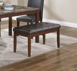 Classic Stylish Espresso Finish 5pc Dining Set Kitchen Dinette Faux Marble Top Table Bench and 3x B011P148645