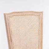 French Style Solid Wood Frame Linen Fabric Square Rattan Back Dining Chair,Set of 2,Cream W162290982