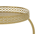 17" x 17" x 20" 3 Tier Gold Metal Curved Folding Plantstand with Floral and Scroll Patterns 94448978