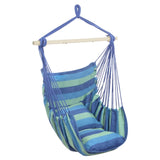 Distinctive Cotton Canvas Hanging Rope Chair with Pillows Blue 14232783