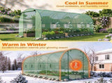 Walk-in Tunnel Greenhouse 1577 FT, Galvanized Steel Frame with 8 Mesh Windows & Roll-Up Zipper 27845206