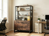 2-Drawer File Cabinet, Vertical Filing Cabinet with Lock & Bookshelf for Home Office 45090894