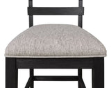 2pc Black/Gray Counter Height Chair Upholstered Seat Ladder Back Wooden Dining Room Furniture B011P261223