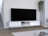 Waco TV Rack, Hairpin Stand with Spacious Storage and Cable Management Holes, White B097P167462
