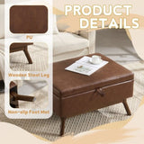 Mid-century modern square coffee table storage bench, assembled, suitable for living room, entryway W1539P269658