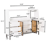 Modern sideboard with 3 drawers and glass door locker, side cabinet can store wine glasses W1320P195406
