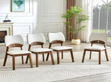2 walnut colored solid wood dining chairs, with white PU soft packaging on the backrest and seat W1151P455536