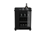 Bar Cart with Glass Door, 2-Side Shelves and Casters, Black B097120617