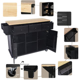 ZNTS Kitchen Cart with Rubber wood Drop-Leaf Countertop ,Cabinet door internal storage racks,Kitchen 10459641