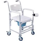 4 in 1 Bedside Commode Chair, Transport Shower Wheelchair Toilet Rolling Transport Chair with 4 22403642