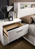 Contemporary 1pc Nightstand White Color High Gloss Lacquer Coating Chrome Handles and Feet Bedside B011P156646