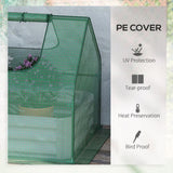 6' x 3' Galvanized Raised Garden Bed with Mini PE Greenhouse Cover, Outdoor Metal Planter Box with 2 W2225142609