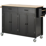 Kitchen Island Cart with Solid Wood Top and Locking Wheels,54.3 Inch Width,4 Door Cabinet and Two WF286911AAB