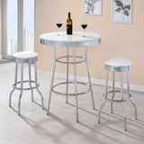 ZNTS Werner Glossy White and Chrome Round Bar Table B062P145619