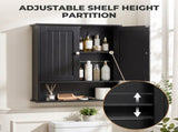 Black painted MDF bathroom wall cabinet with double doors and vertical-groove detailing 97986776