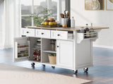 Kitchen Cart with Rubber wood Drop-Leaf Countertop ,Cabinet door internal storage racks,Kitchen 57726272